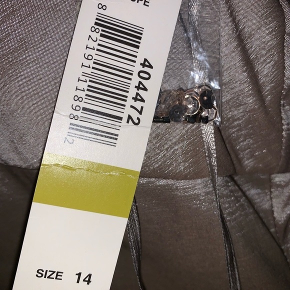 R & M Richards NWT size 14 plus size Mermaid Metallic Taupe Formal Gown wedding - Picture 6 of 15